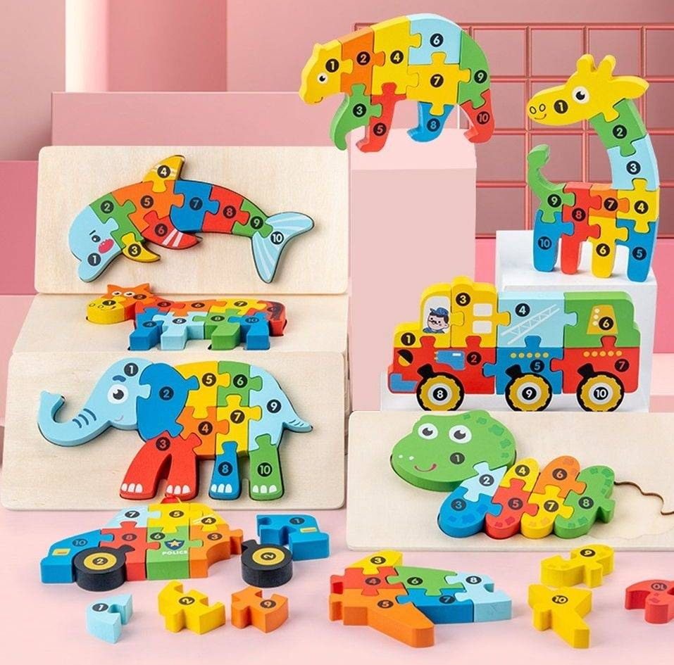 Magnetic Animal Puzzle & Vehicle Building Set