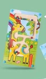 Wooden Giraffe Fine-Motor Lacing Puzzle